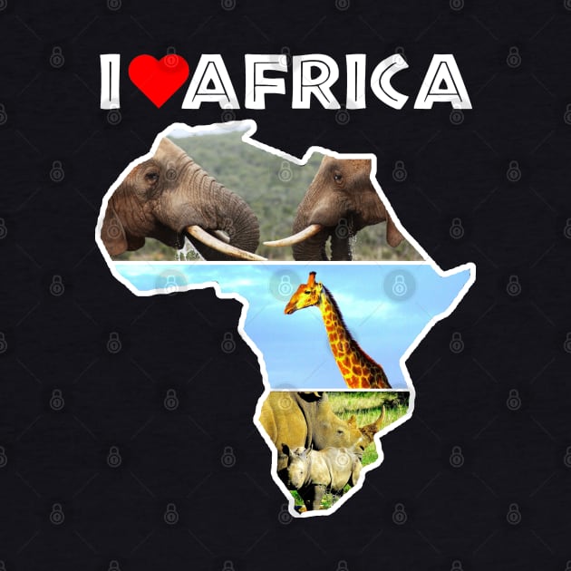 I Love Africa Wildlife Collage Map by PathblazerStudios